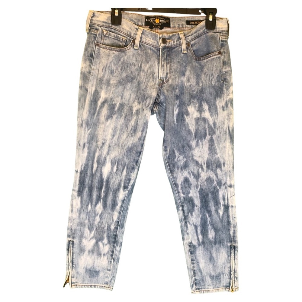 Lucky Brand Low Rise Zoe Skinny Acid-Wash Crop Jeans